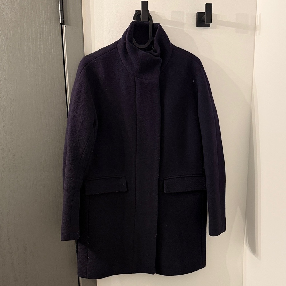 JCrew Navy Wool Coat - Classic Stand Collar Jacket
